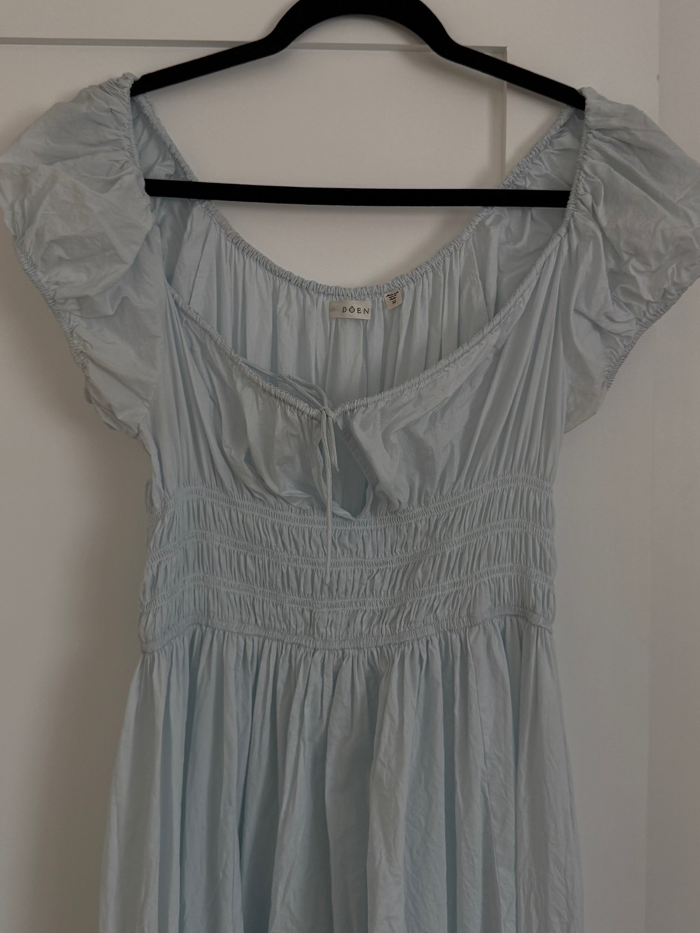 Doen Light Blue Puff-Sleeve Maxi Dress
